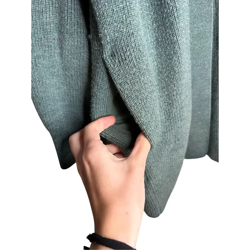 Lululemon Merino Wool Blend Ribbed Long Wrap Sweater Heathered Medium Forest Siz